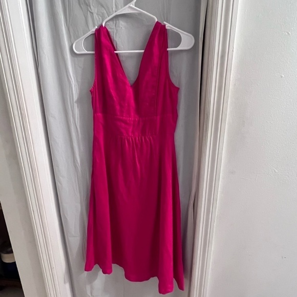 MEXX pink v neck linen blend dress size small check measurements below - Picture 1 of 5